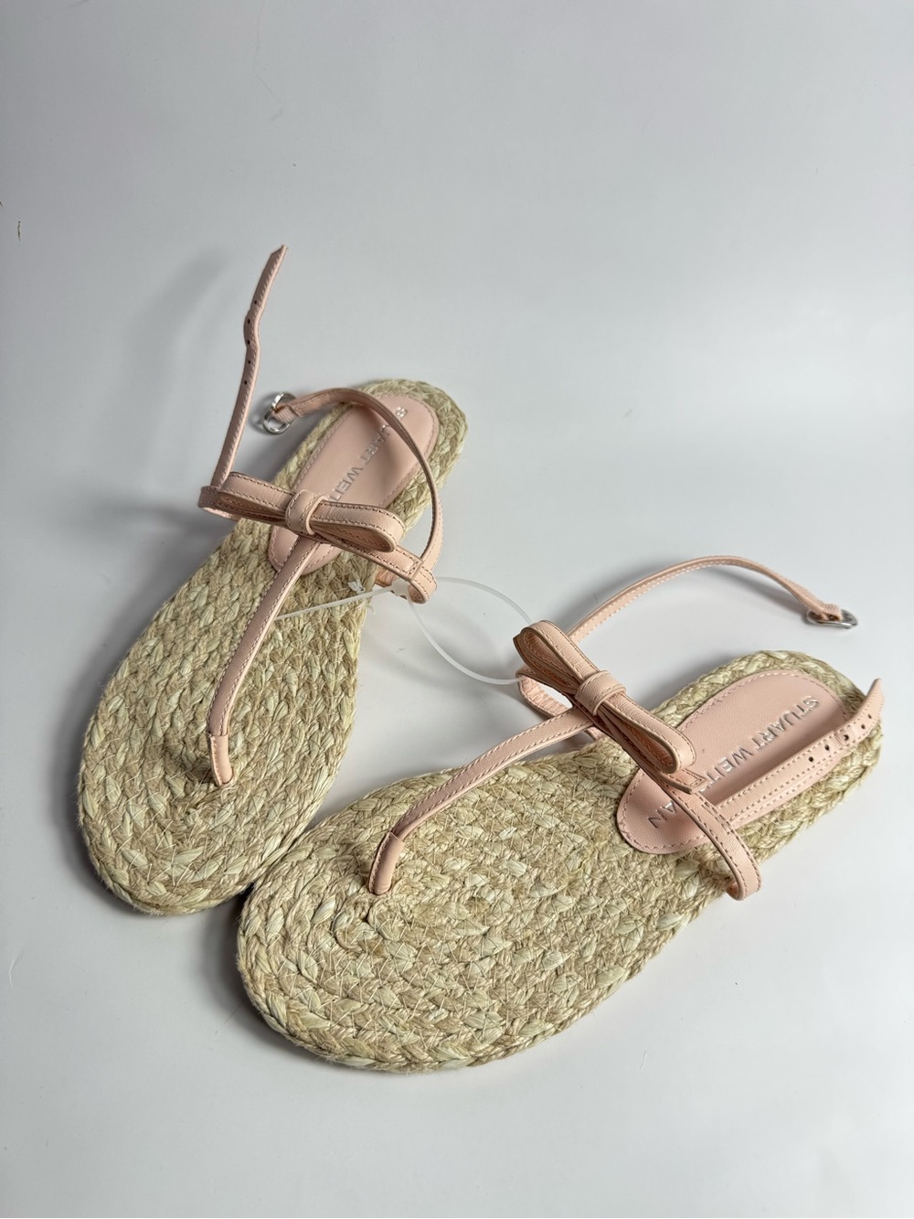 Stuart Weitzman Pale Pink Bow Espadrille Sandals